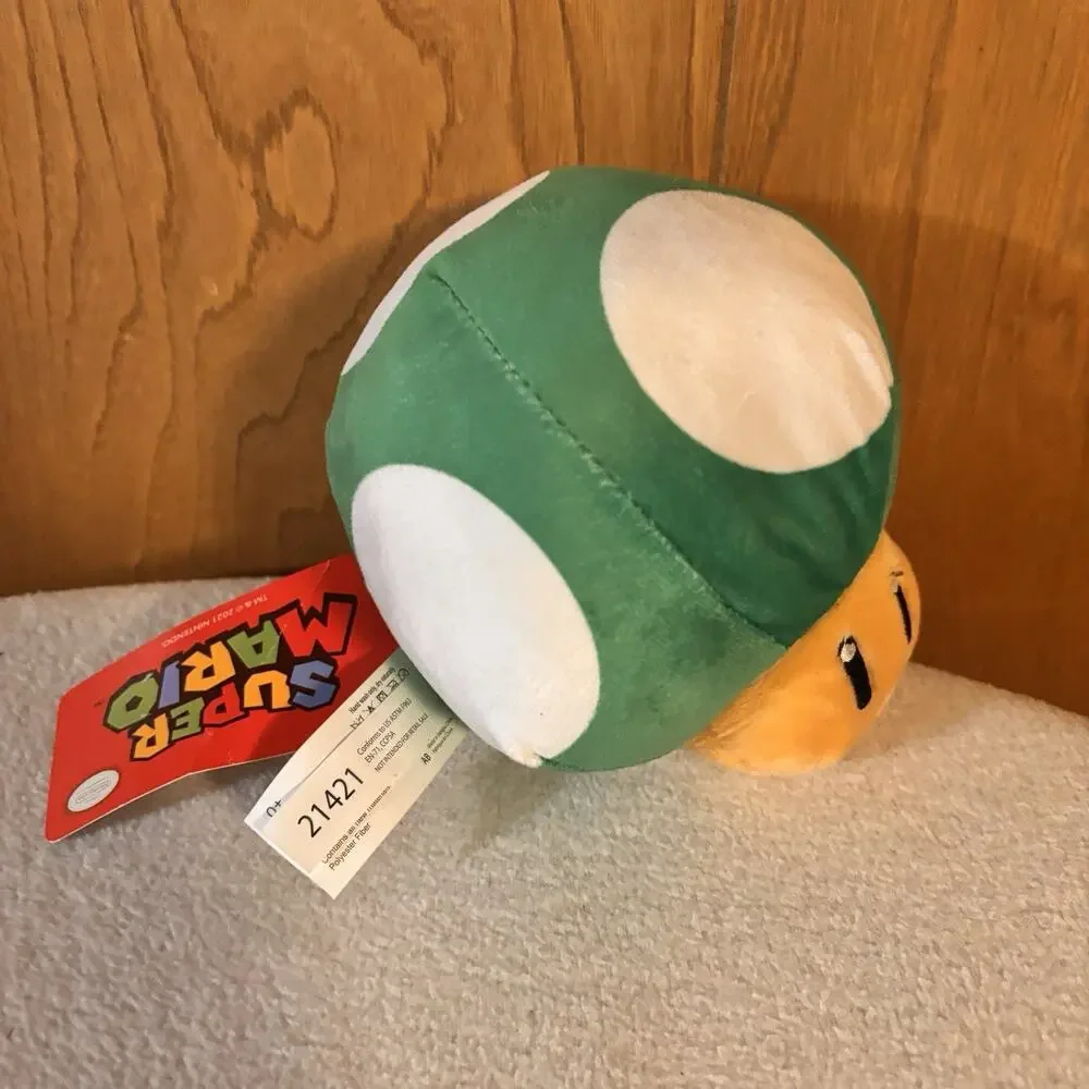 NEW Nintendo Super Mario Bros 1-Up Green Mushroom Power Up 6” Plush Stuffed Toy
